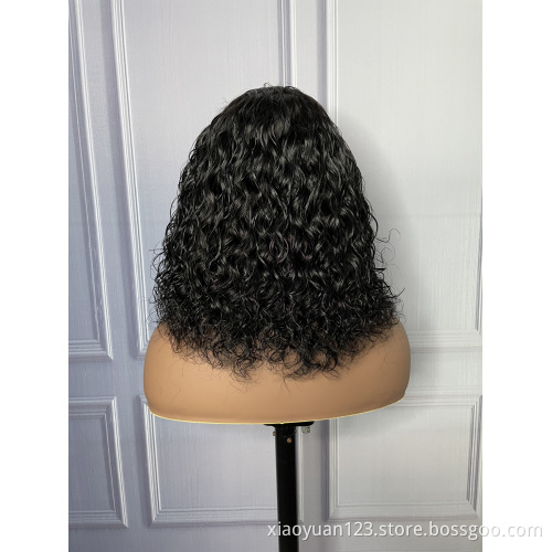 Wholesale Virgin Hair Short Bob 100% Curly Pixie Cut Wig Full Machine Made Wig Human Hair Wigs For Black Women With Bang